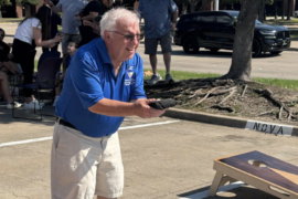 Corn hole player. Photo courtesy Odd Fellows of Texas Plano Lodge #114